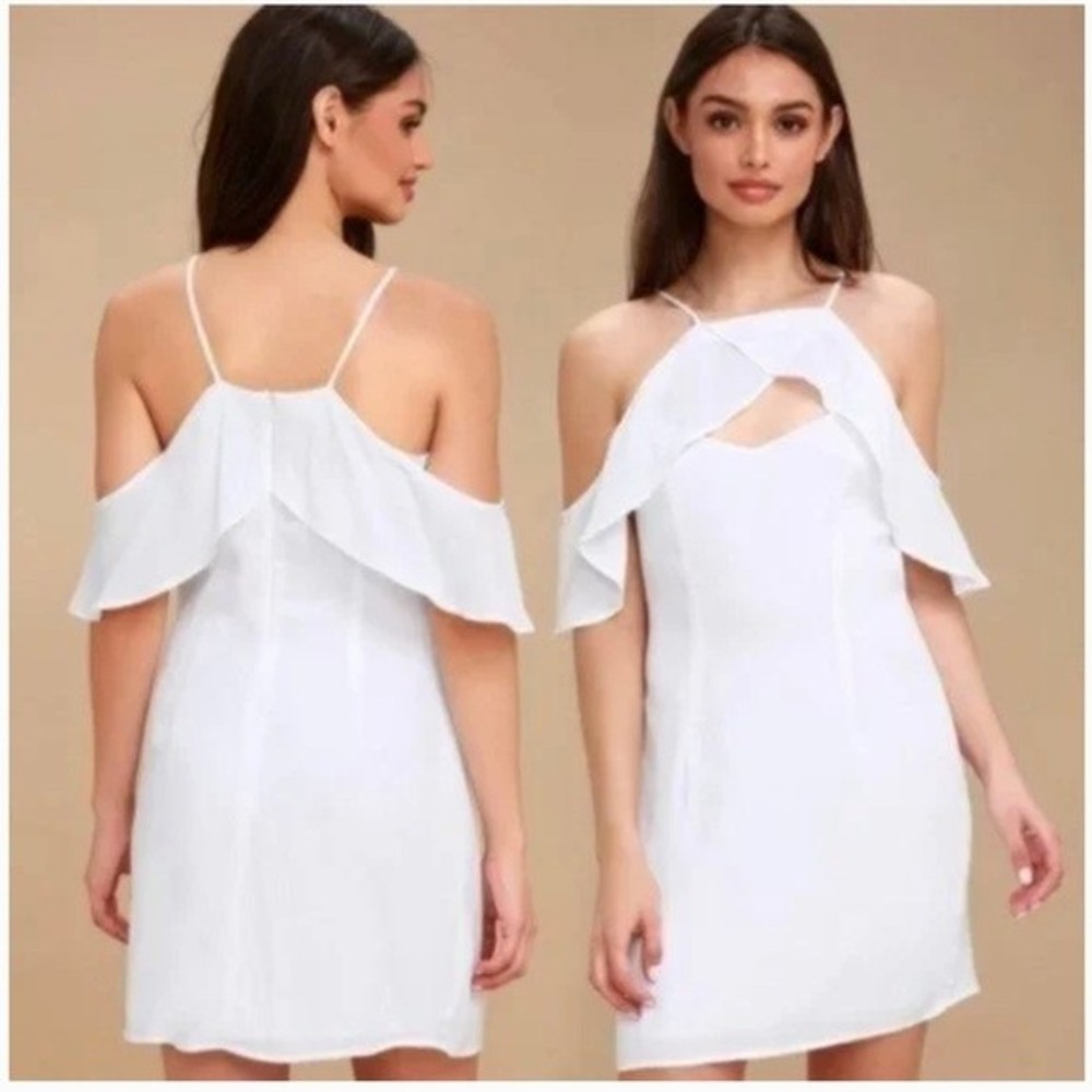 NWT RETAILS $128 BB Dakota Kaless White Ruffle Halter Dress Size 6